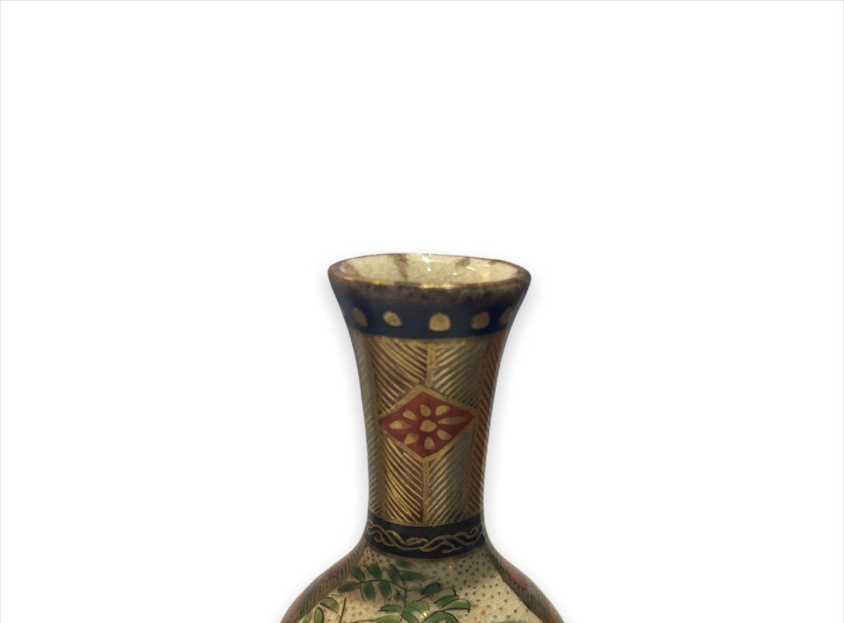 Satsuma - Pair Of Miniature Baluster Vases Meiji Period Circa 1900-photo-4