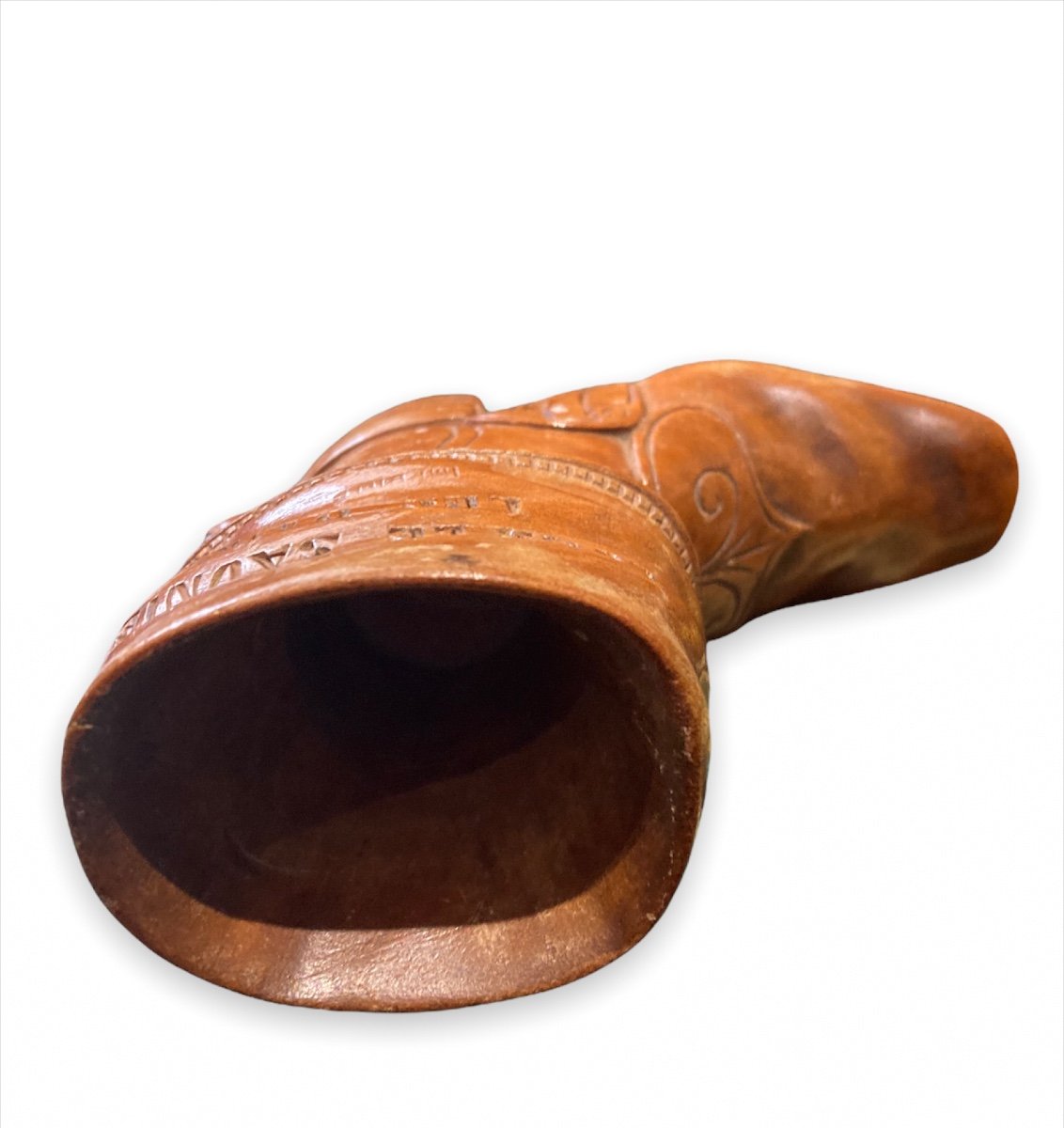 Master's Shoe In Carved Wood Folk Art Late Nineteenth Early Twentieth-photo-3
