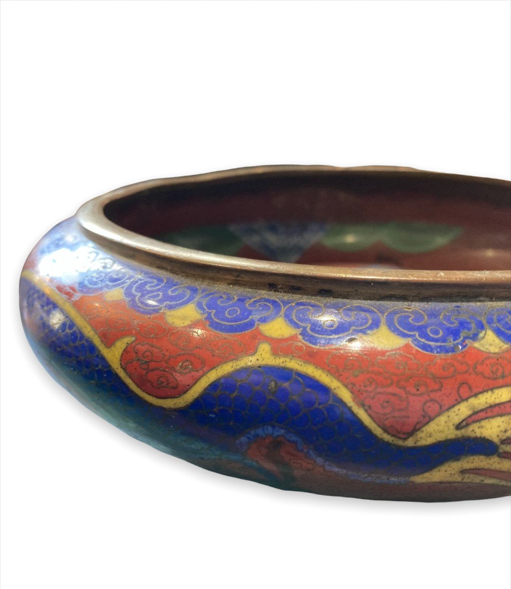 Chinese Cup In Polychrome Cloisonne Enamels With Dragon Pattern Circa 1920-photo-2