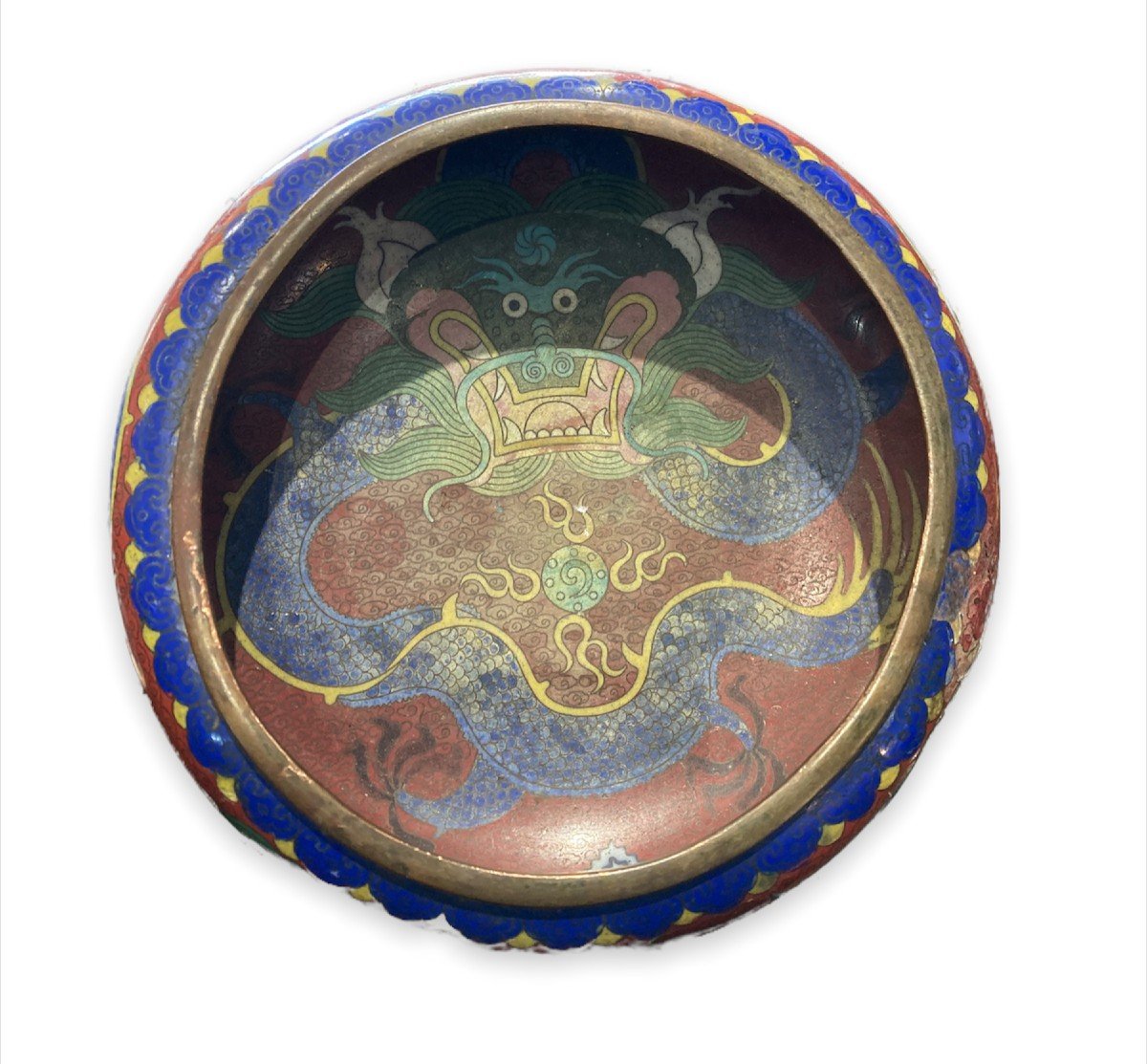 Chinese Cup In Polychrome Cloisonne Enamels With Dragon Pattern Circa 1920-photo-1