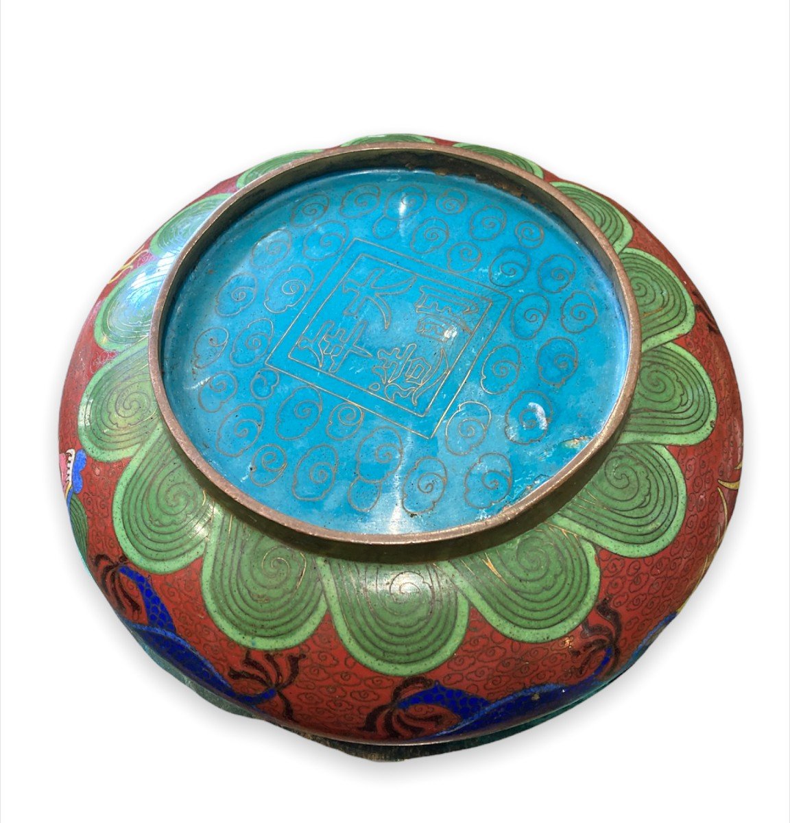 Chinese Cup In Polychrome Cloisonne Enamels With Dragon Pattern Circa 1920-photo-3