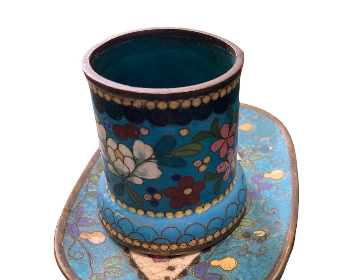 Asian Smoking Kit In Cloisonne Late Nineteenth-photo-3