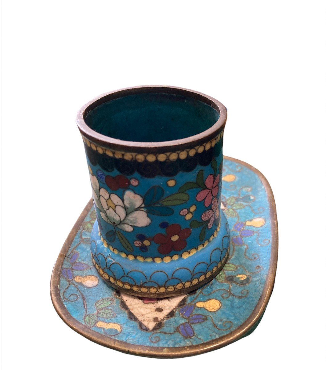 Asian Smoking Kit In Cloisonne Late Nineteenth-photo-4