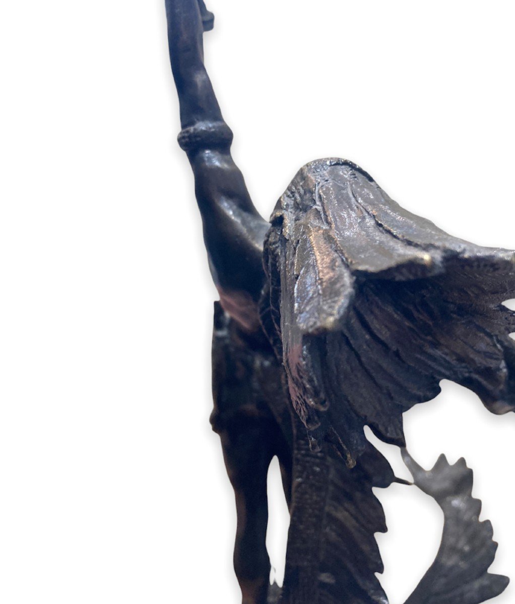 Statue En Bronze indien  Poussant Un Cri De Guerre Par Jim Porter-photo-6