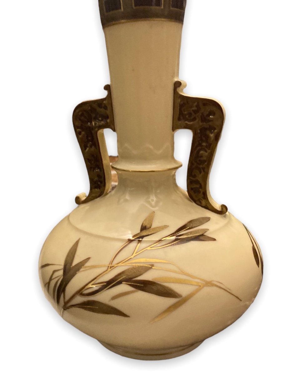 G.d Et Cie à Limoges - Vase En Forme De Boule Aplatie Circa 1900-photo-2