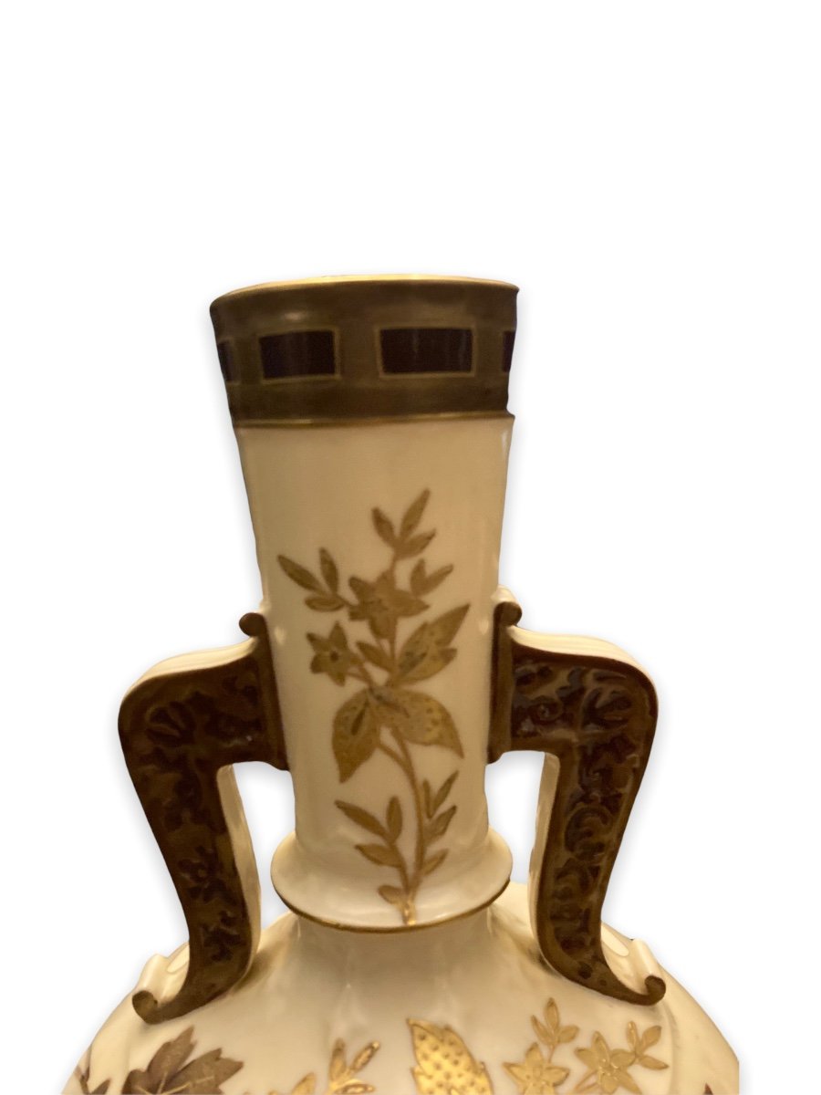G.d Et Cie à Limoges - Vase En Forme De Boule Aplatie Circa 1900-photo-3