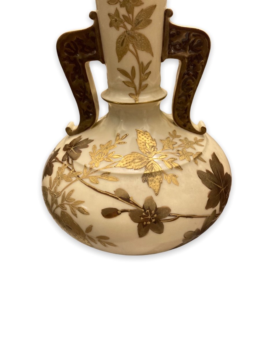 G.d Et Cie à Limoges - Vase En Forme De Boule Aplatie Circa 1900-photo-4