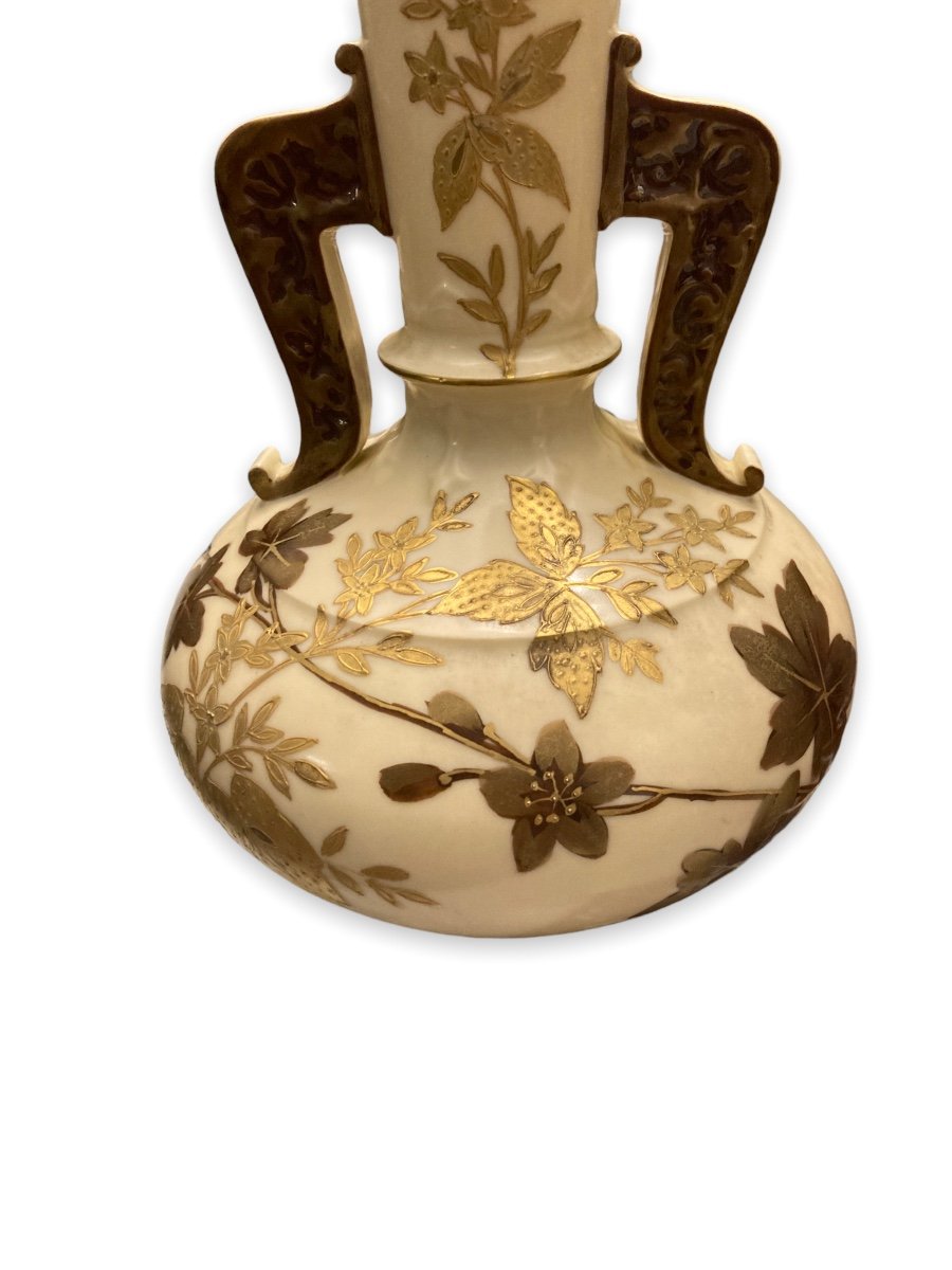 G.d Et Cie à Limoges - Vase En Forme De Boule Aplatie Circa 1900-photo-6