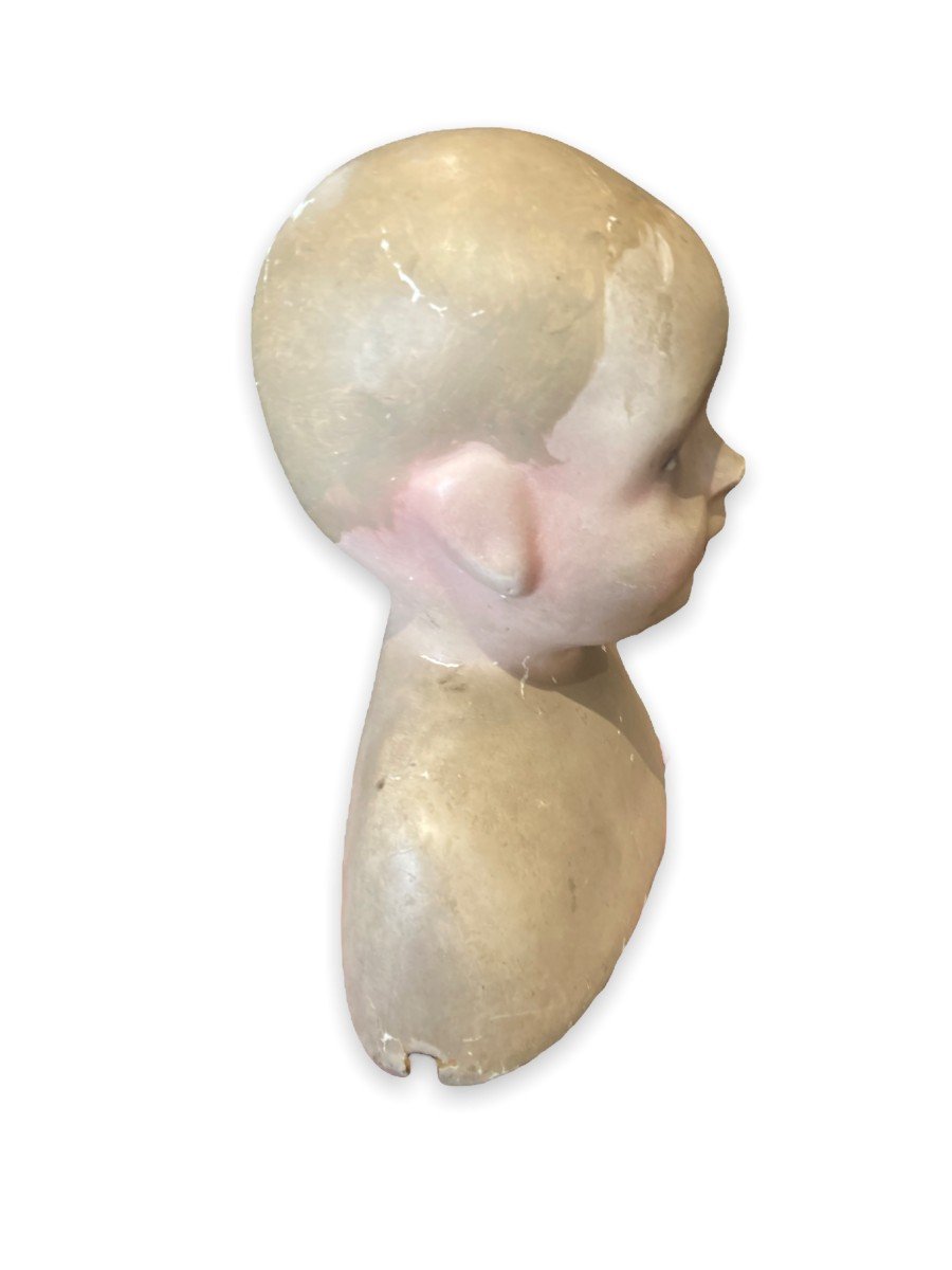 Baby Doll Bust In Plaster Early Twentieth-photo-1