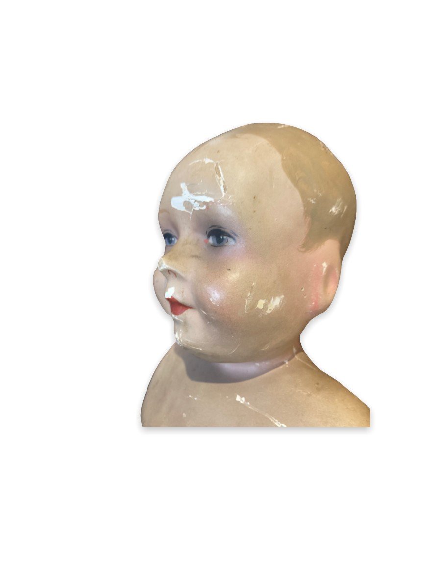 Baby Doll Bust In Plaster Early Twentieth-photo-3