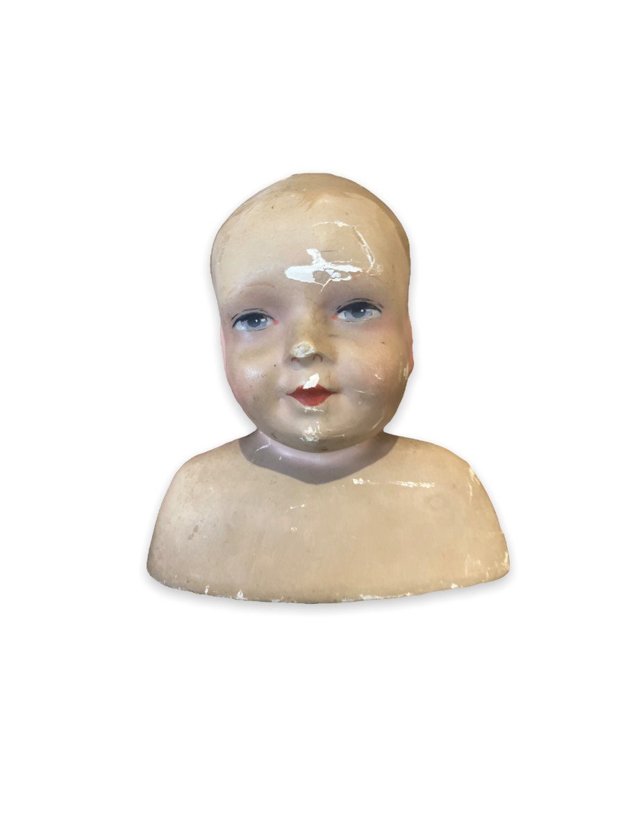 Baby Doll Bust In Plaster Early Twentieth-photo-4