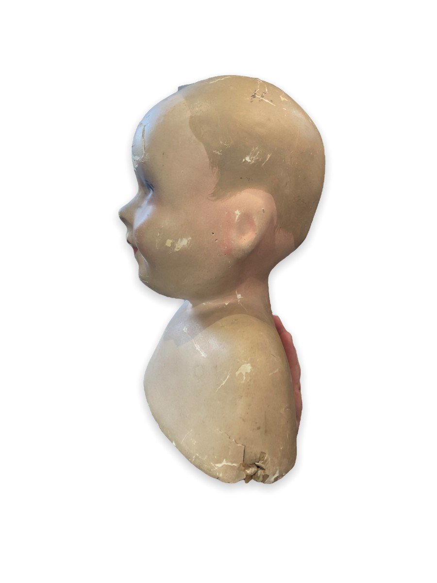 Baby Doll Bust In Plaster Early Twentieth-photo-7