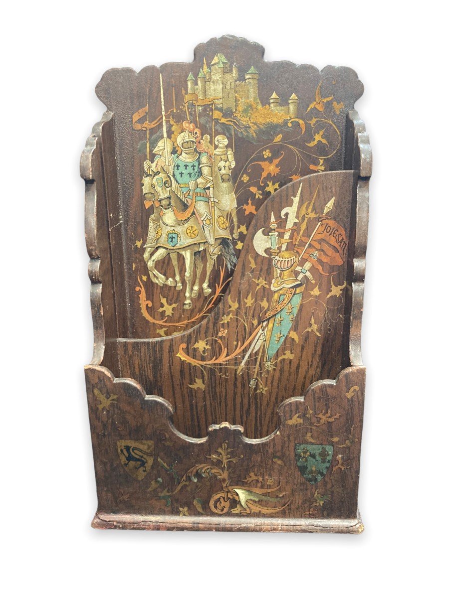 Porte-lettres En Bois Peint époque 1900-photo-1