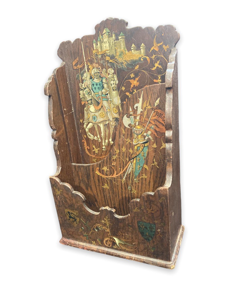 Porte-lettres En Bois Peint époque 1900-photo-2