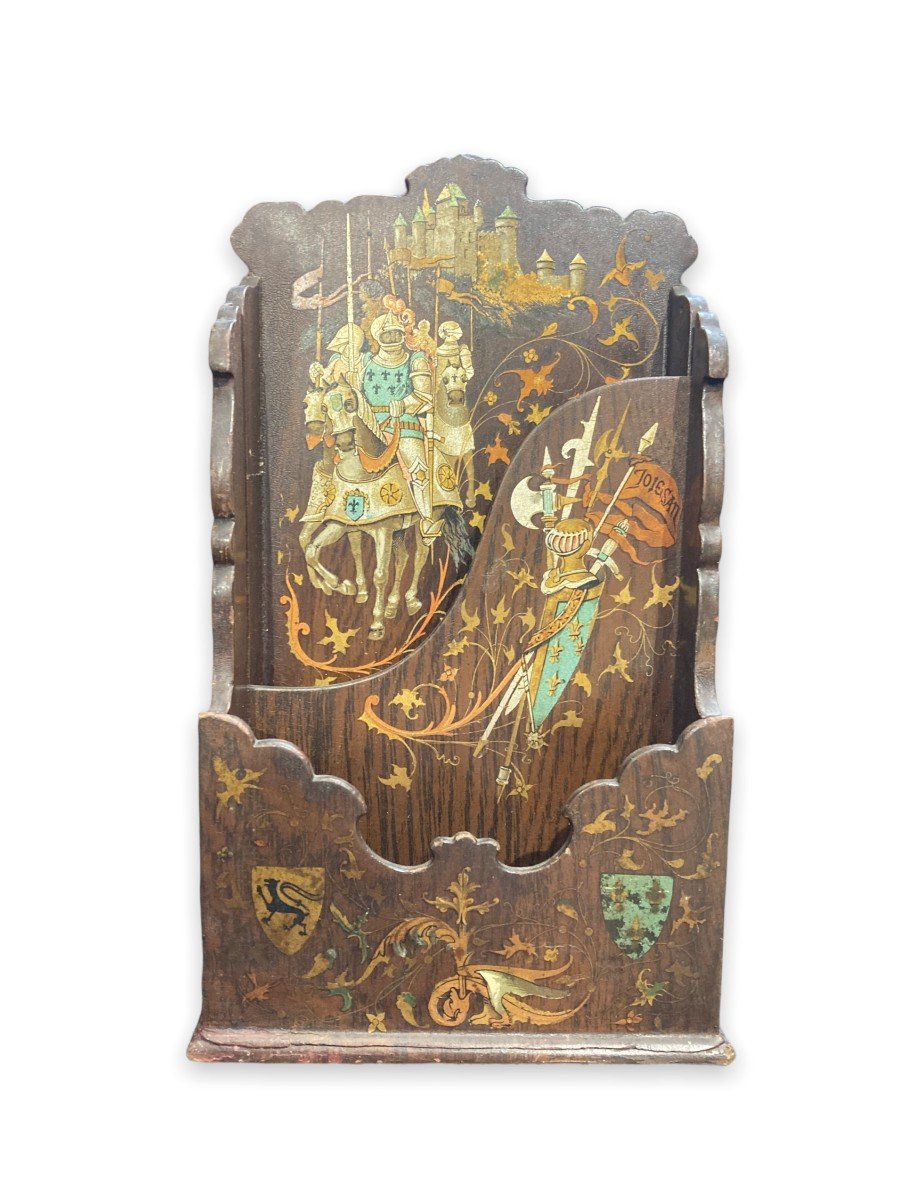 Porte-lettres En Bois Peint époque 1900