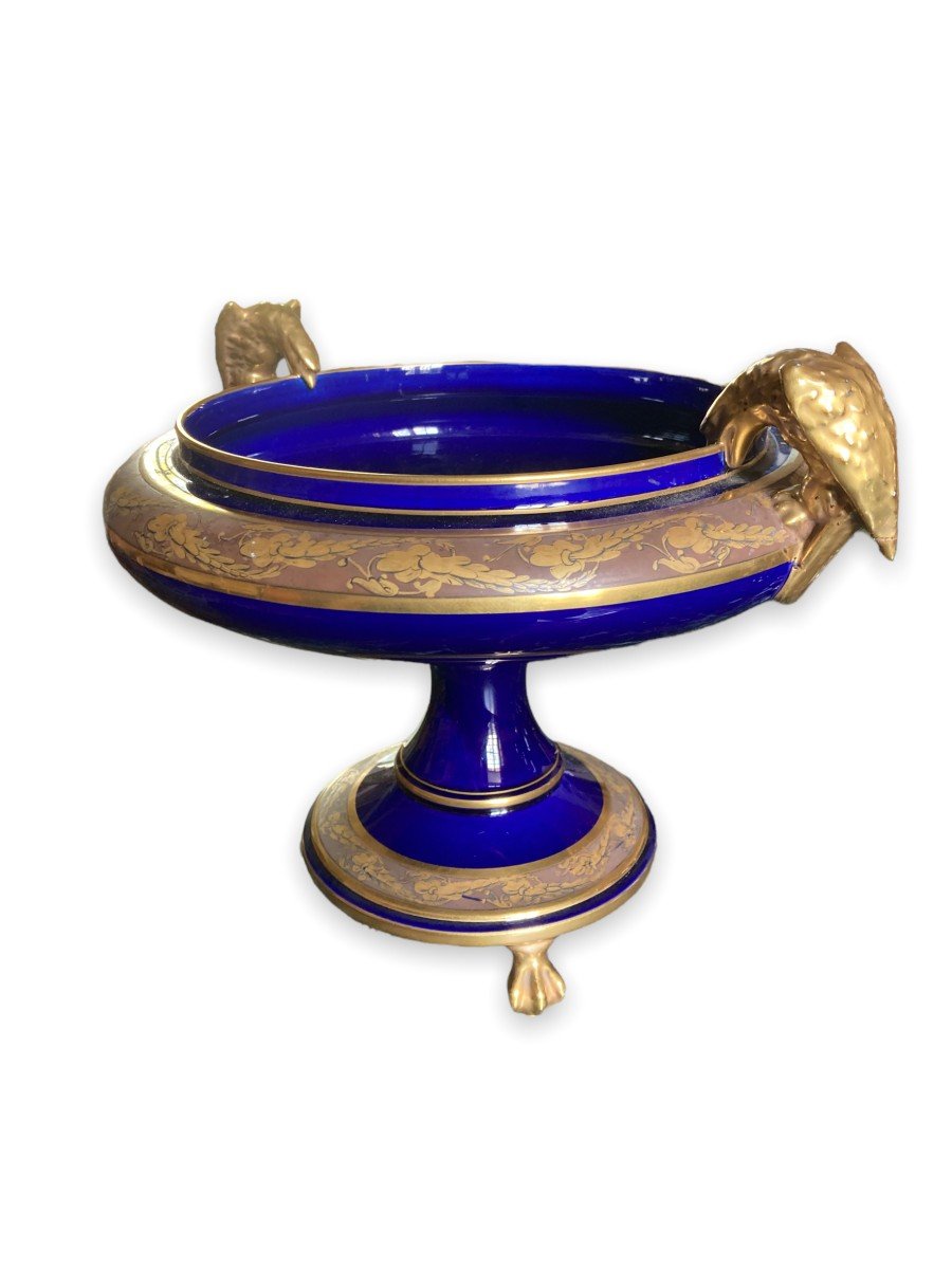 Important Empire Style Cup In Blue Porcelain From Four Circa 1900-photo-3