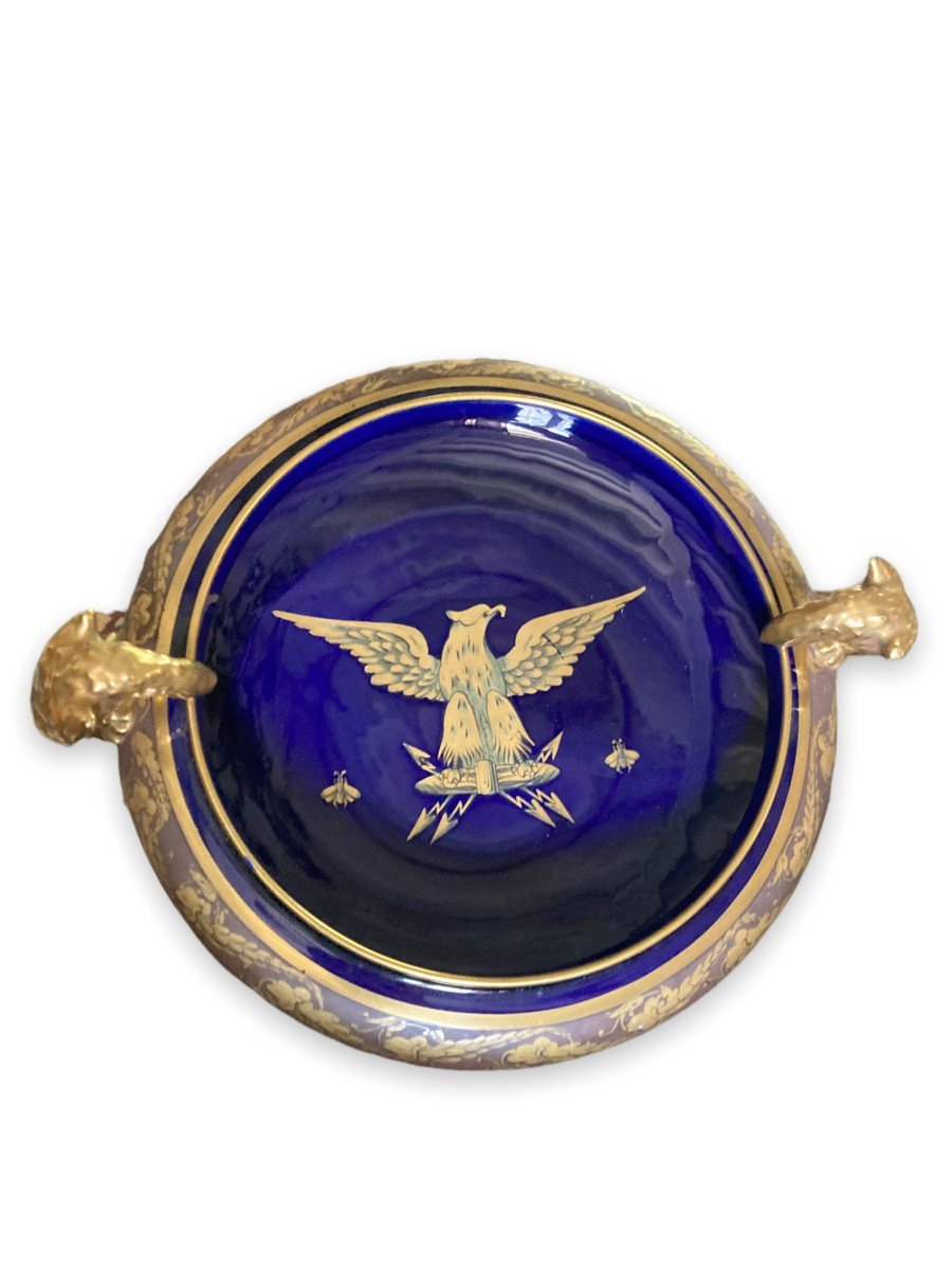 Importante Coupe De Style Empire En Porcelaine Bleu De Four Circa 1900-photo-5