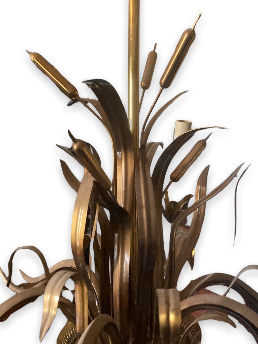 Lustre Roseau En Bronze Doré Attribué à La Maison Charles-photo-4
