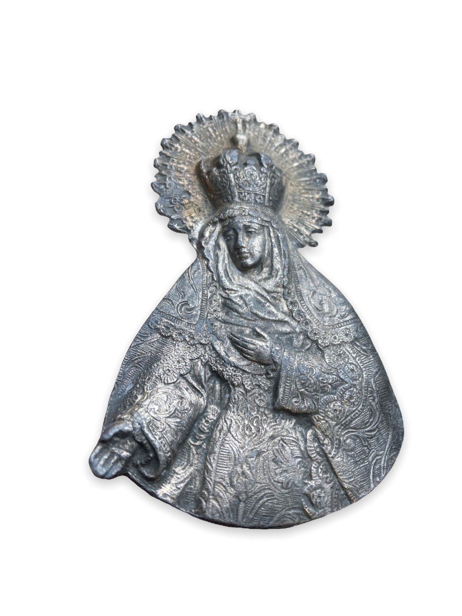 Ex-voto In Silver Plated Virgin In Majesty-photo-2