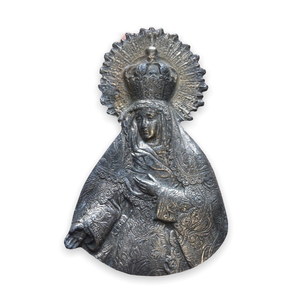 Ex-voto In Silver Plated Virgin In Majesty