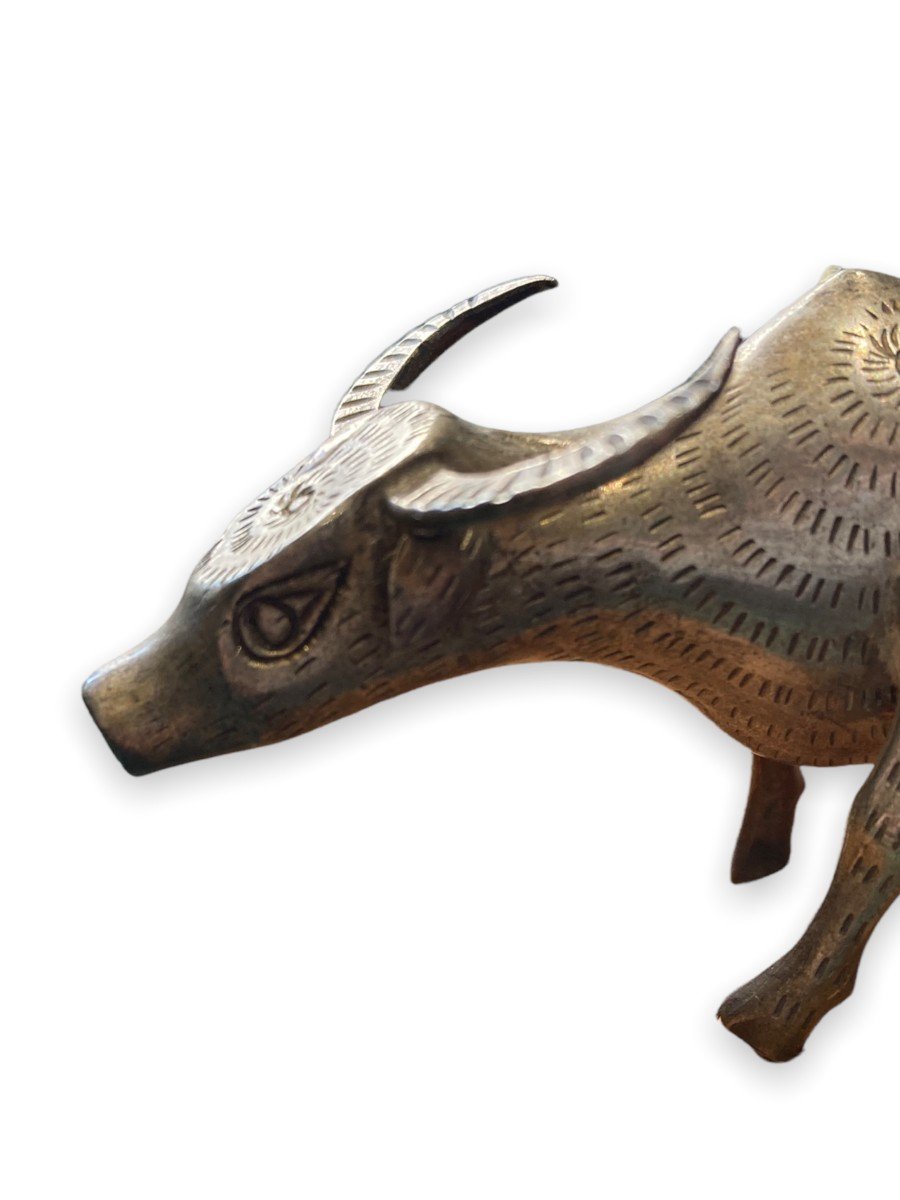 Amusing Vietnamese Subject In Sterling Silver Character On A Zebu-photo-4