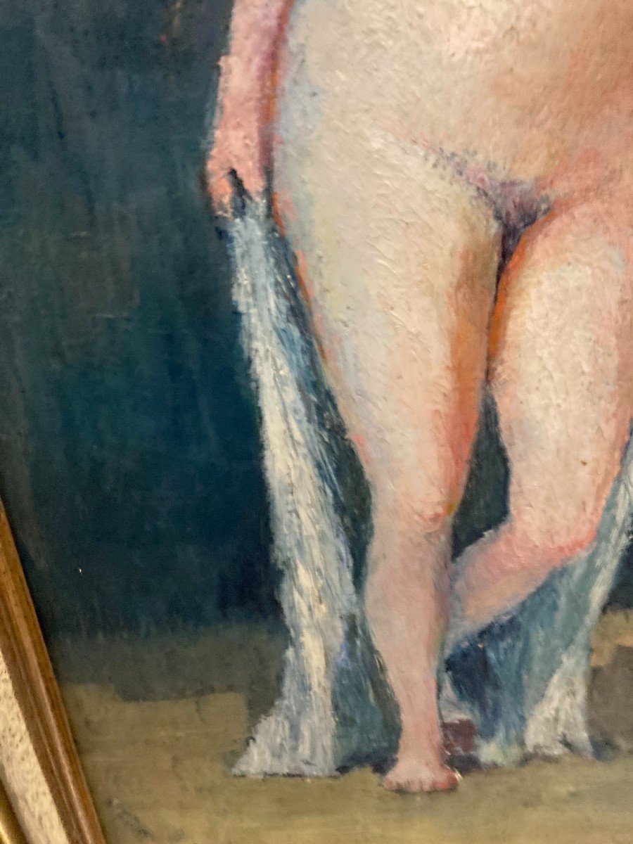 Oil On Canvas Naked In Drape-photo-5