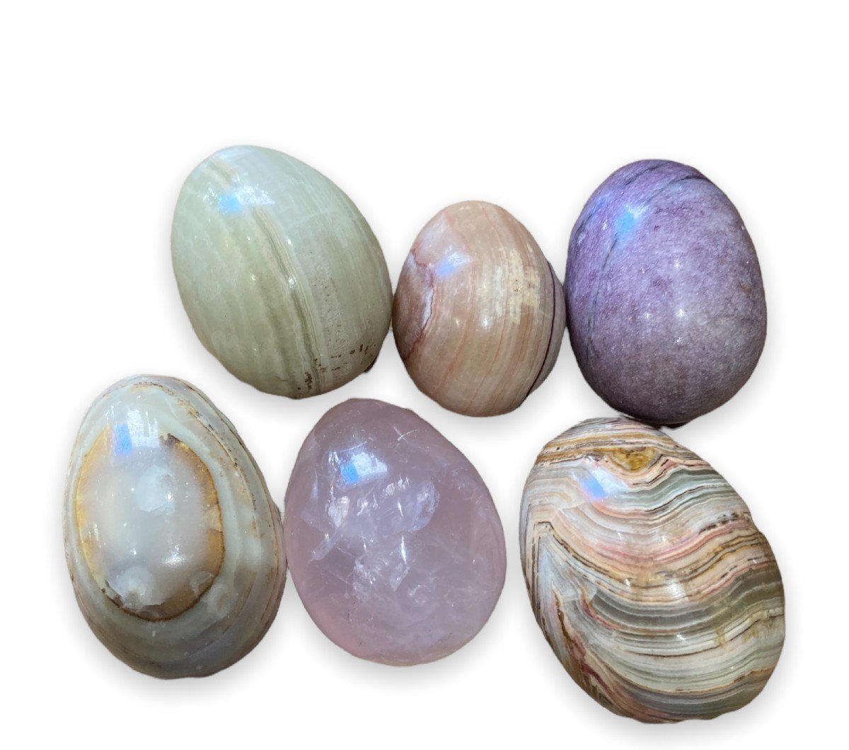 Set Of Six Hard Stone Eggs-photo-2