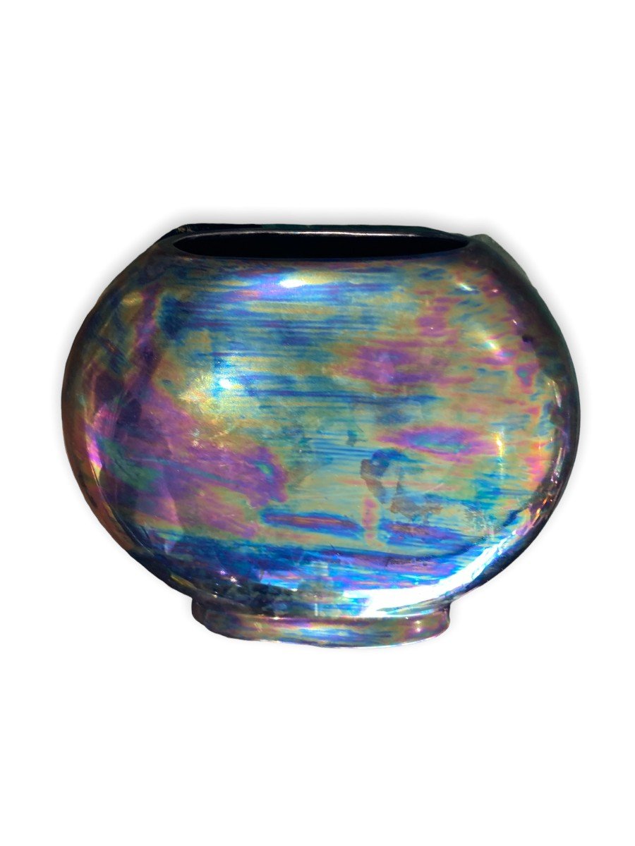 Iridescent Ceramic Round Vase-photo-2