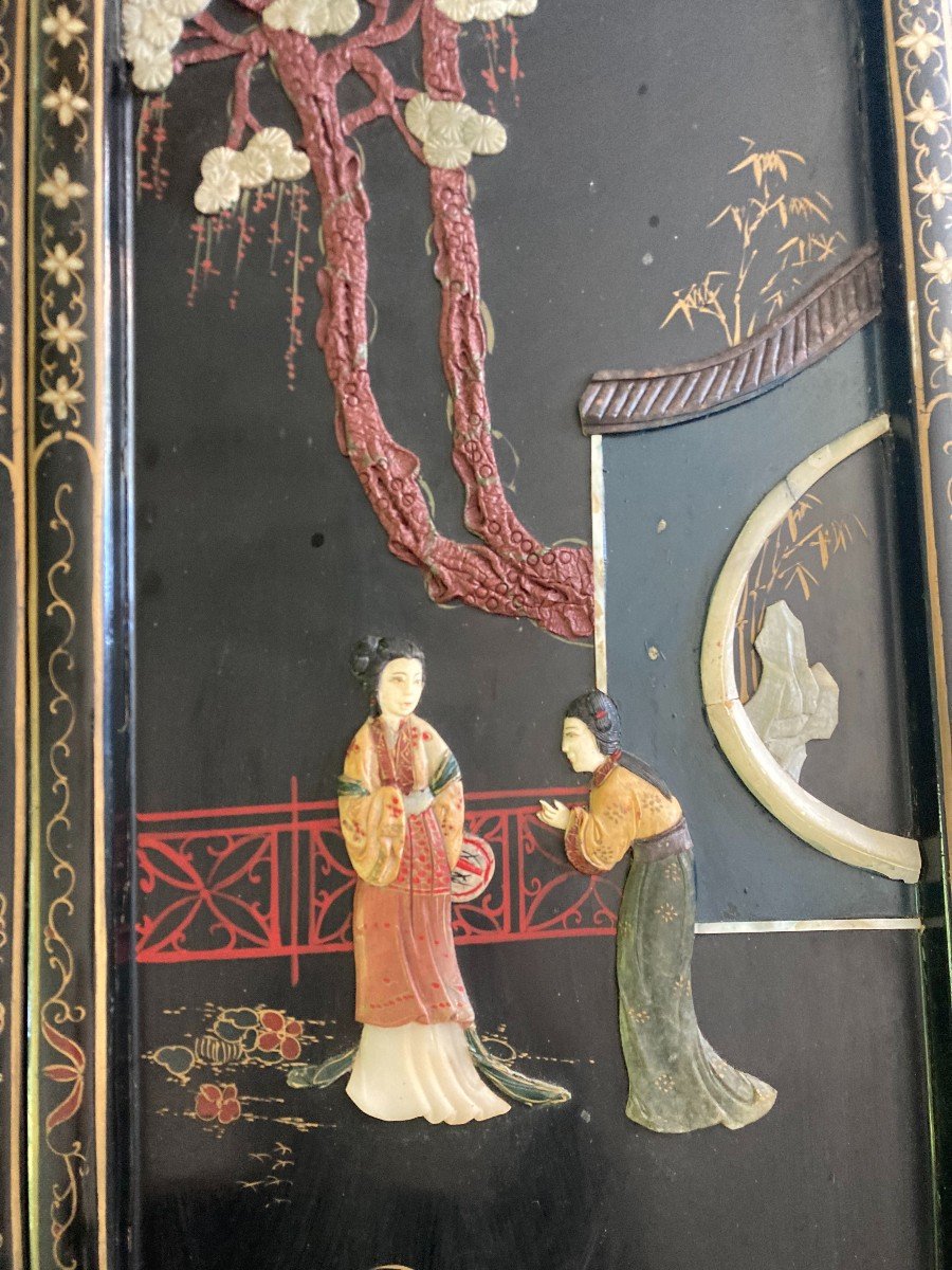 Pair Of Panels In Lacquer And Stones-photo-1