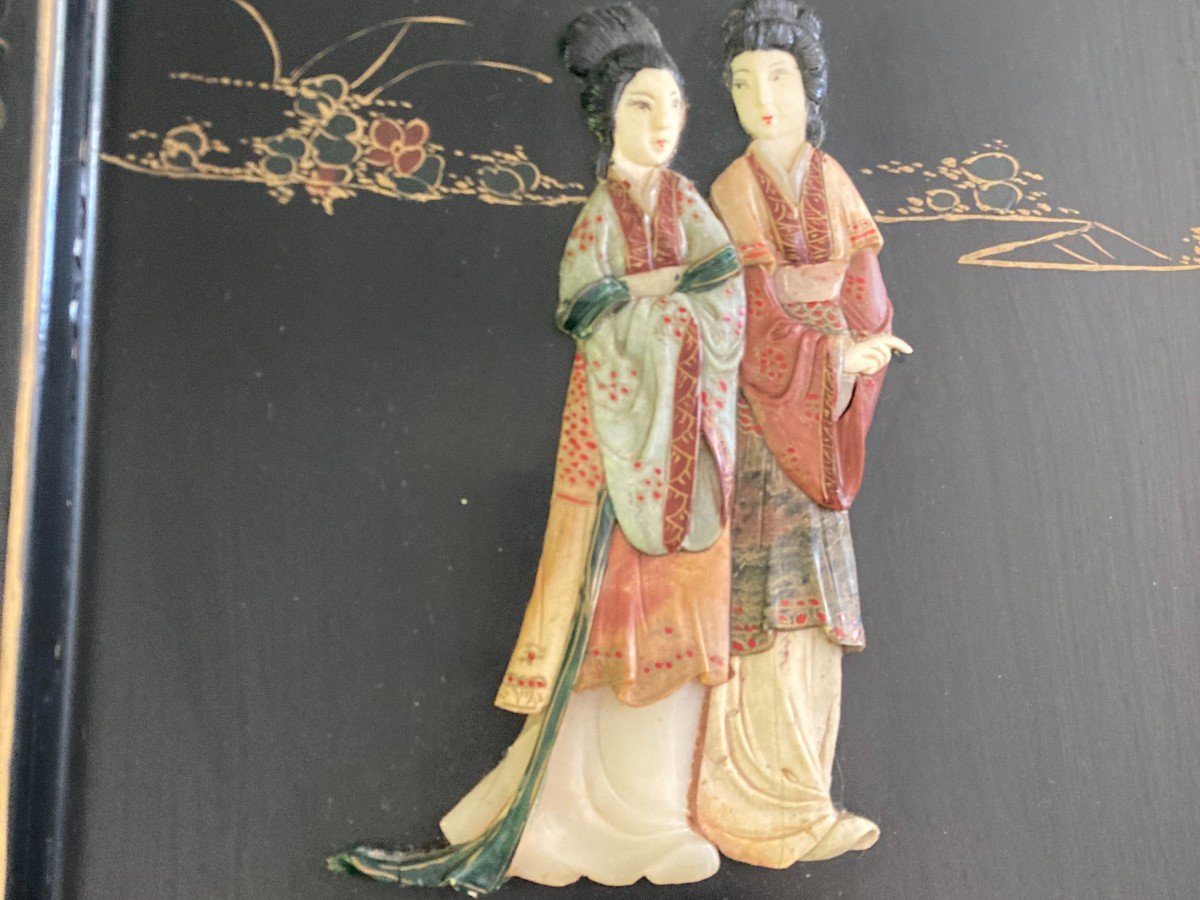 Pair Of Panels In Lacquer And Stones-photo-5