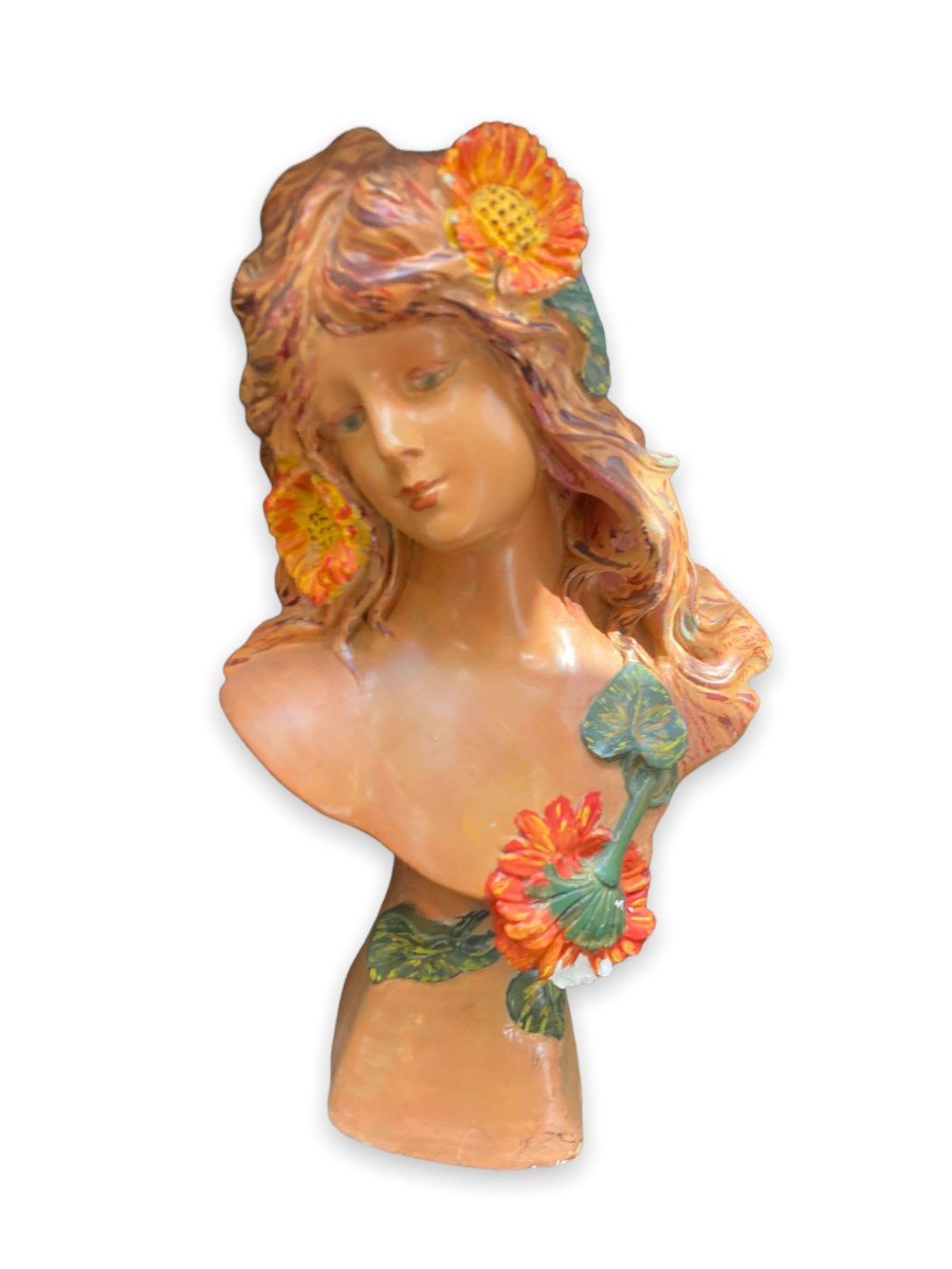Large Painted Plaster Bust