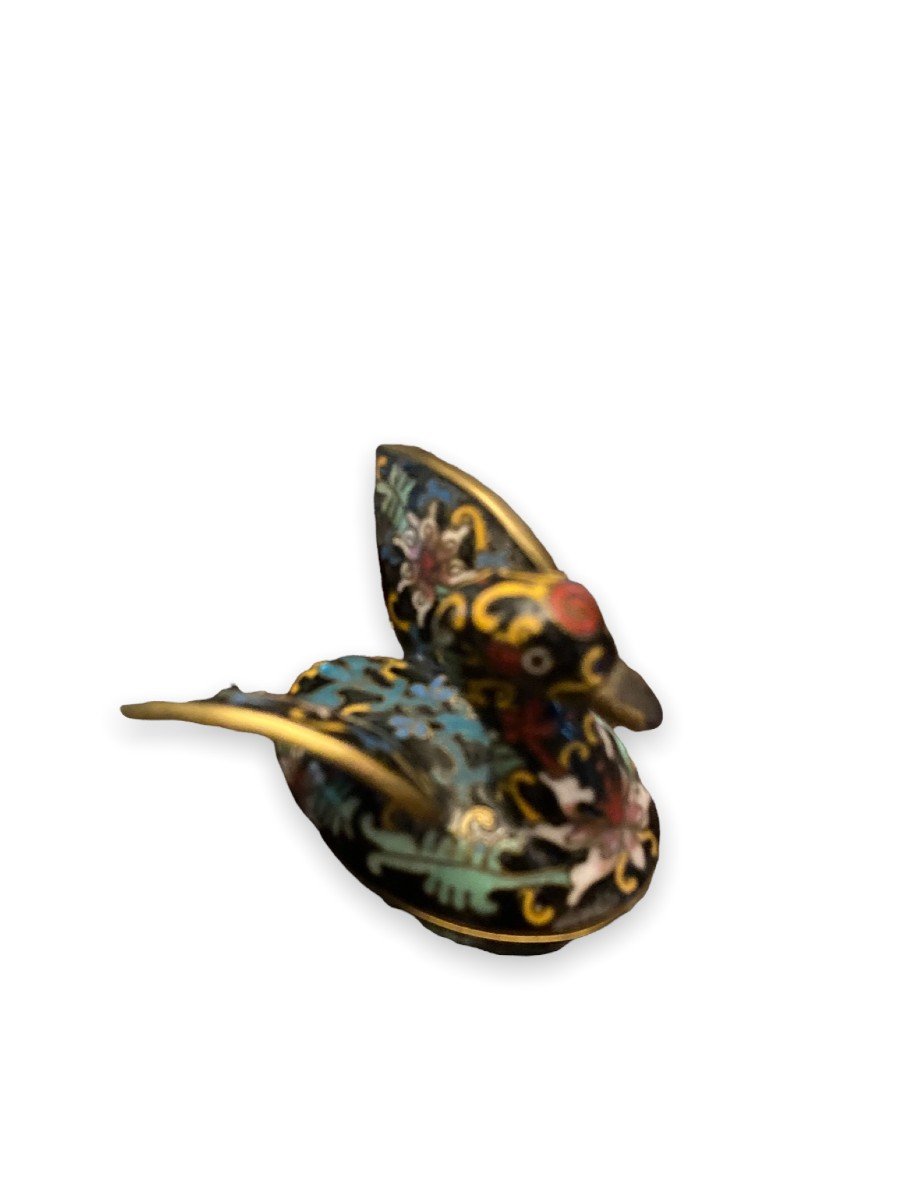 Boîte En Cloisonné à Motif d'Oiseau Aquatique