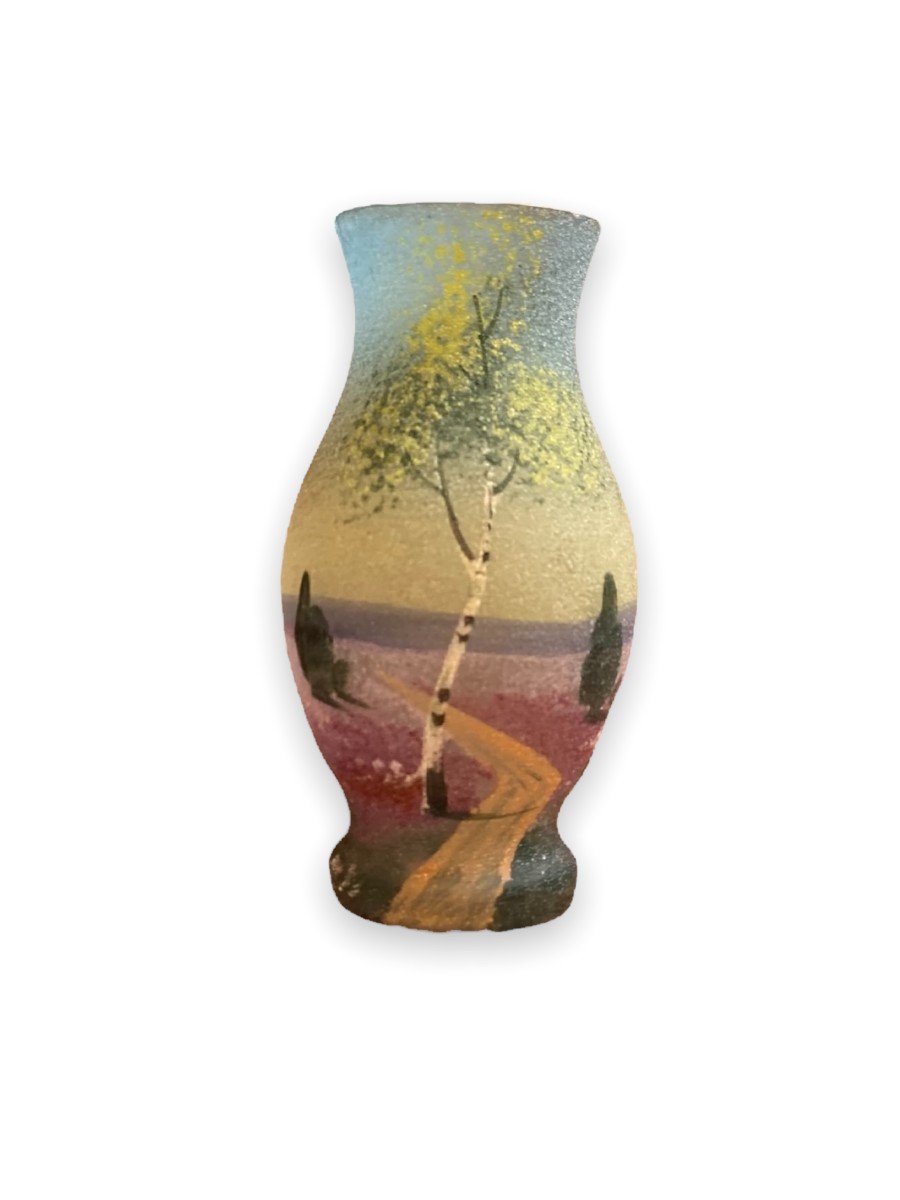 Kolek Petit Vase En Verre Givré À Décor De Paysage -photo-1