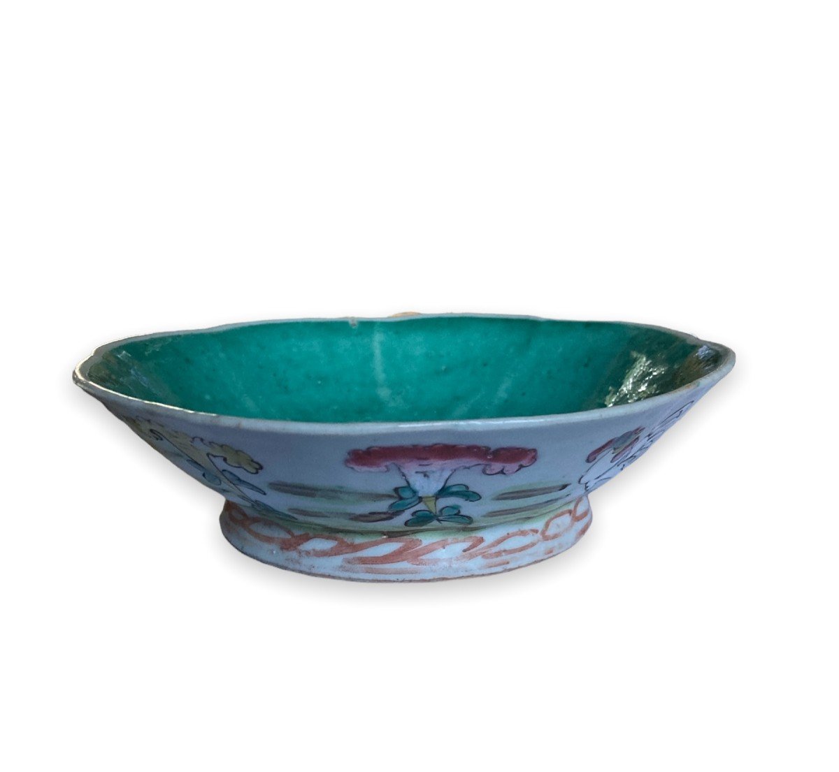 Coupelle En Porcelaine Chinoise Polylobée Fond Celadon Chine XIXeme