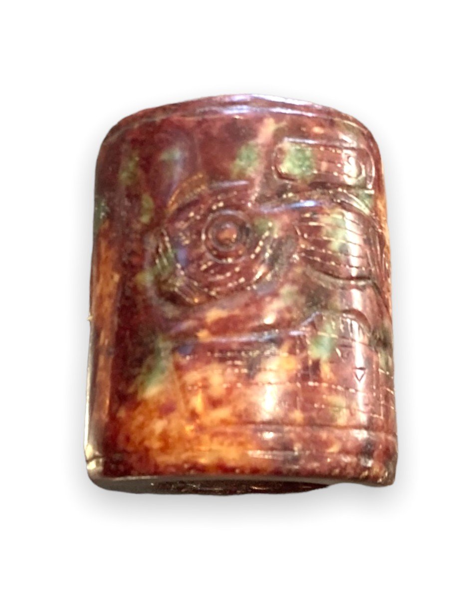 Chinese Cylinder Vase In Hard Stone Near Cong Shape-photo-4