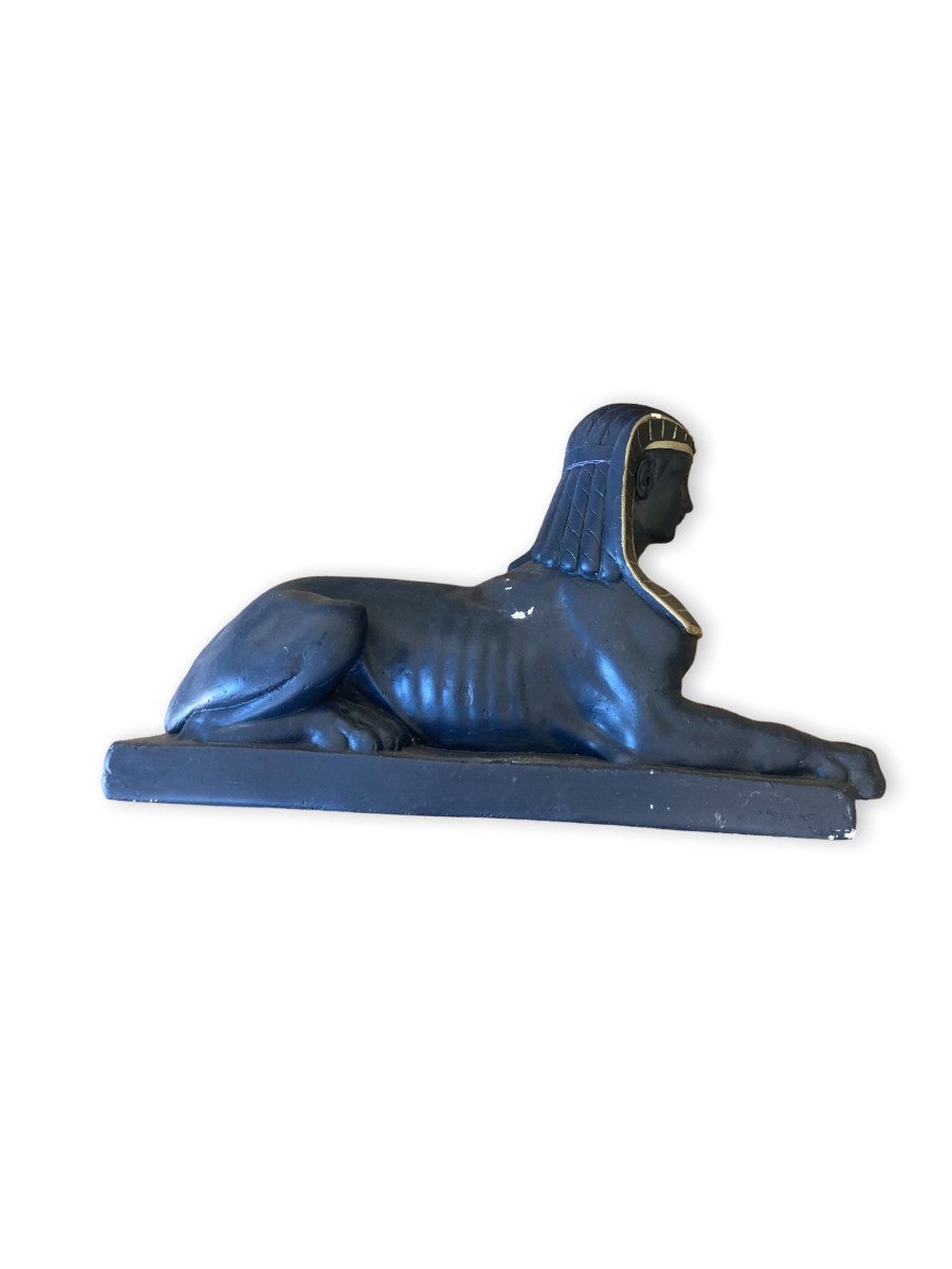 Important Painted Plaster Sphinx-photo-3