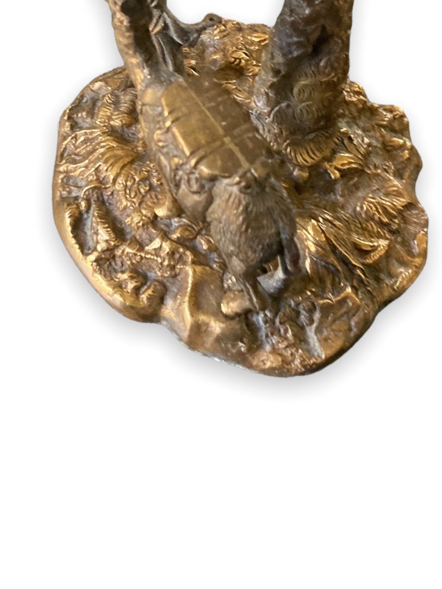 Jansen ? Bronze Orientaliste  Représentant Un Bédouin Et Son Dromadaire Sous Un Palmier -photo-1