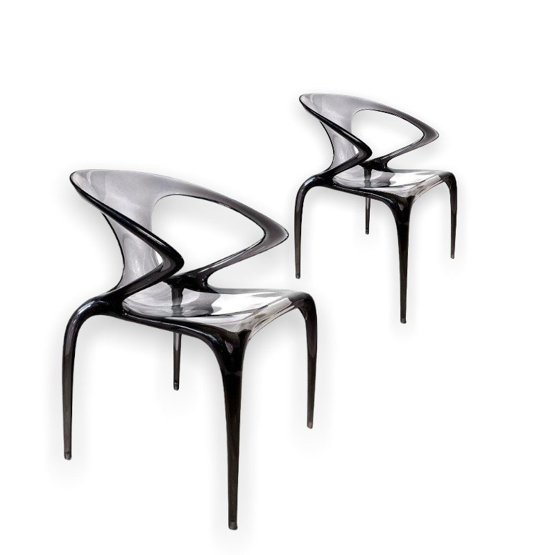 Paire De Chaises Ava Bridge  Par Song Wen Zhong  Pour Roche Bobois-photo-1