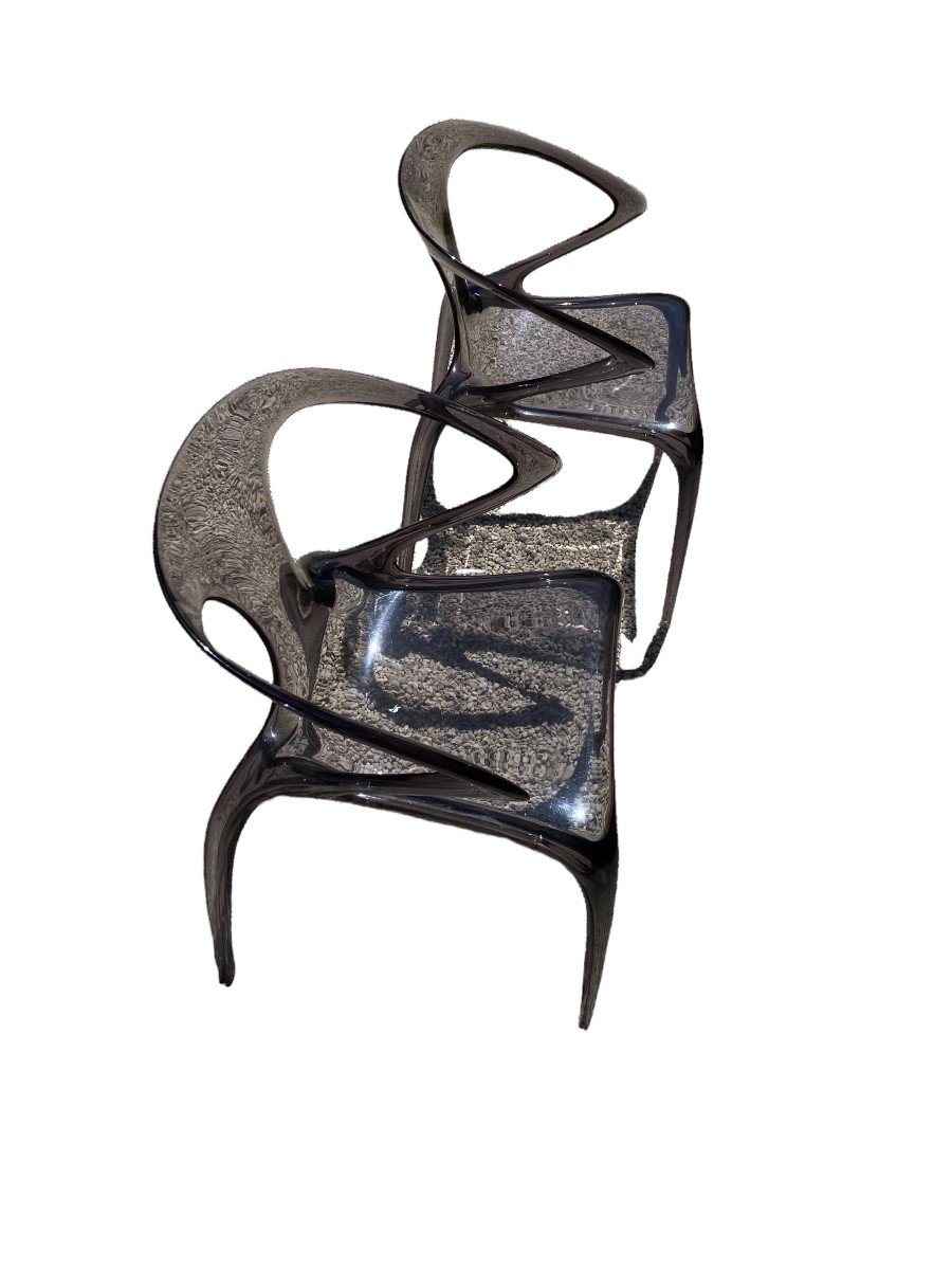 Paire De Chaises Ava Bridge  Par Song Wen Zhong  Pour Roche Bobois-photo-5