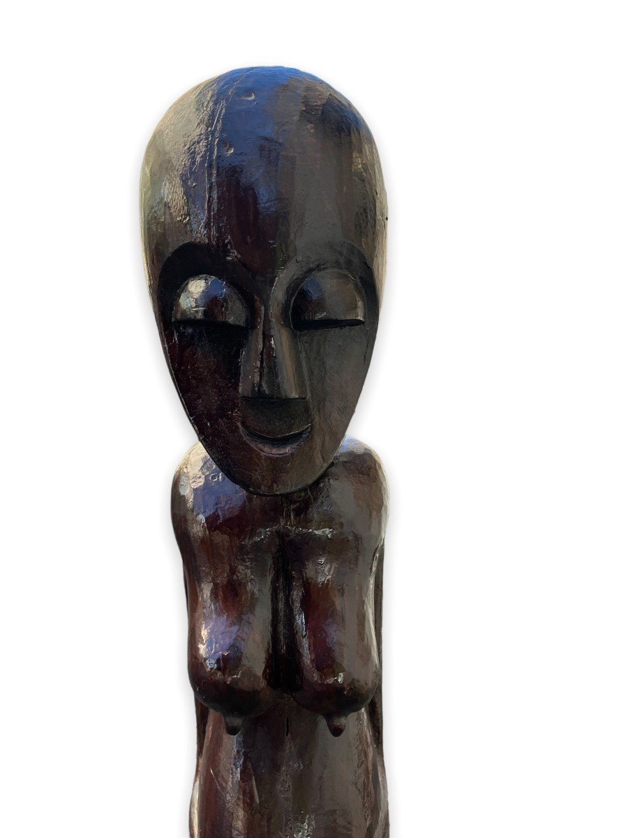 Large African Fertility Deity In Exotic Wood-photo-1