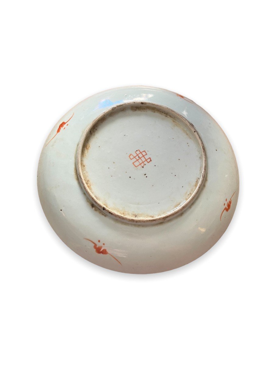 China Wedding Plate In White Porcelain Decor Of Peach And Flowers XIXth-photo-1