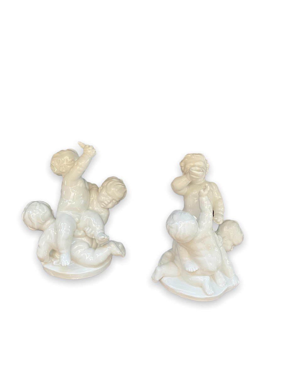 Capodimonte Pair Of Subjects Decorated With Putti-photo-7