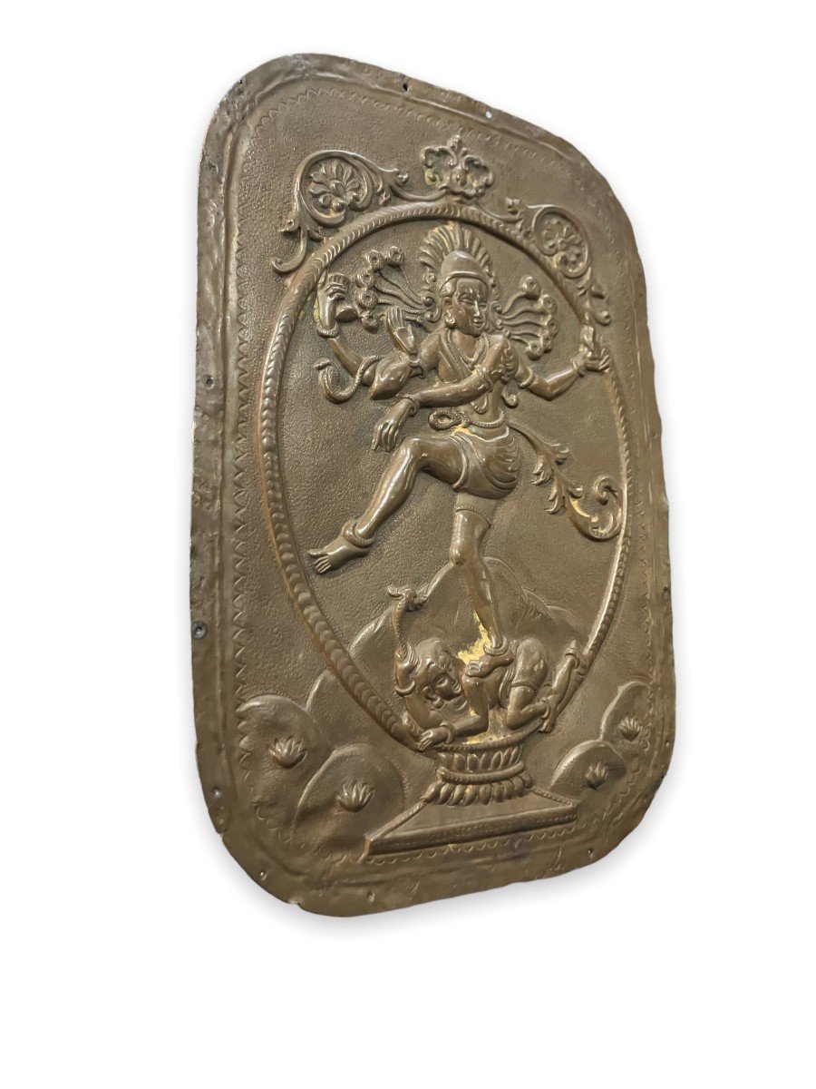 Plaque En Bronze Kali Dansant Sur Le Corps De Shiva-photo-4
