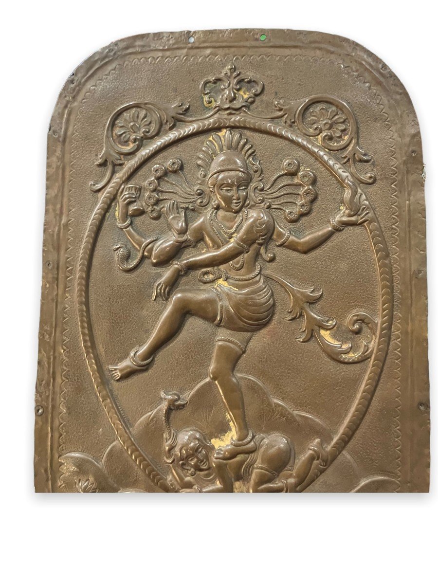 Plaque En Bronze Kali Dansant Sur Le Corps De Shiva-photo-5
