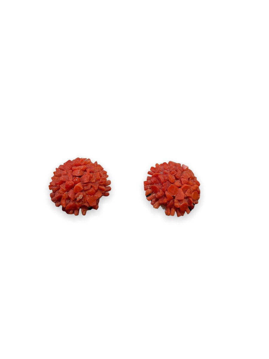 Paire De Boucles d'Oreille En Corail Circa 1960-photo-4