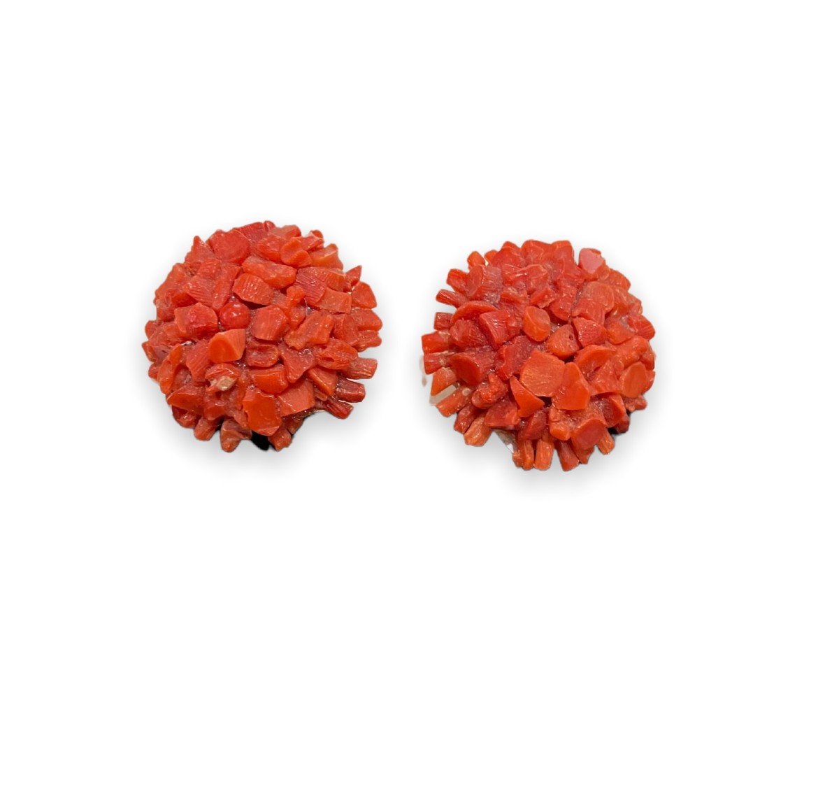 Paire De Boucles d'Oreille En Corail Circa 1960