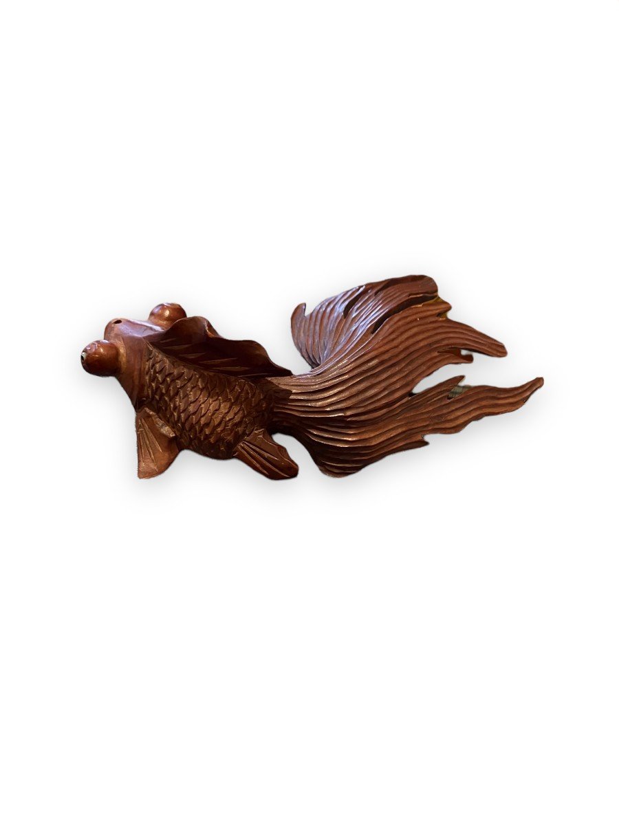 Japanese Carved Rosewood Fish-photo-4
