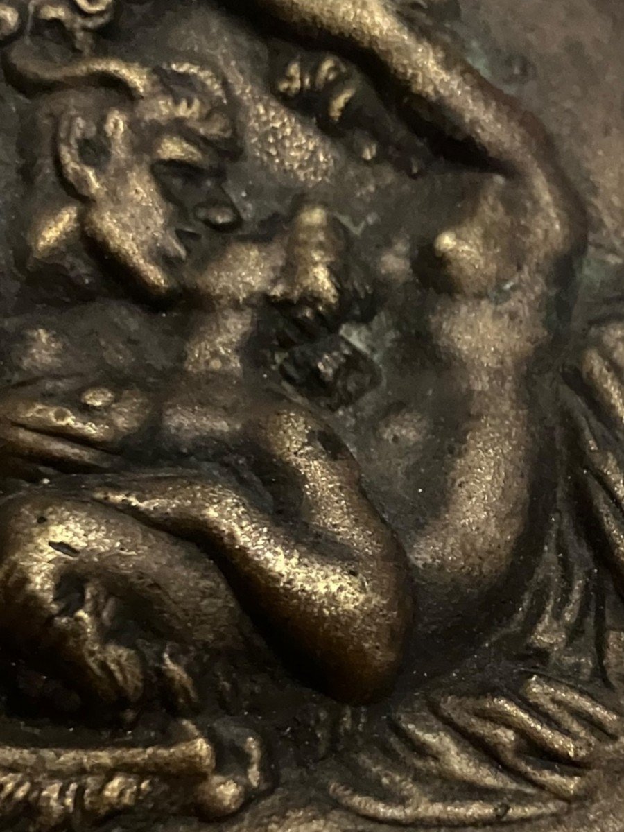 Bas Relief érotique En Bronze Satyre et Bacchante-photo-5