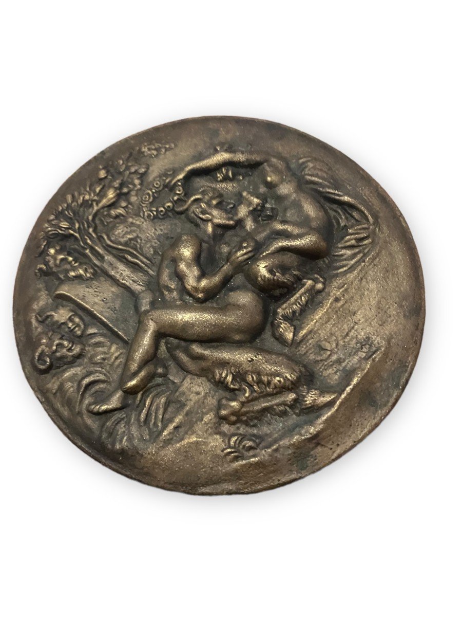 Erotic Bas Relief In Bronze Satyr And Bacchante-photo-8