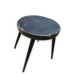 Tabouret Quadripode En Bois Teinté Noir Dans Le Goût De Perriand